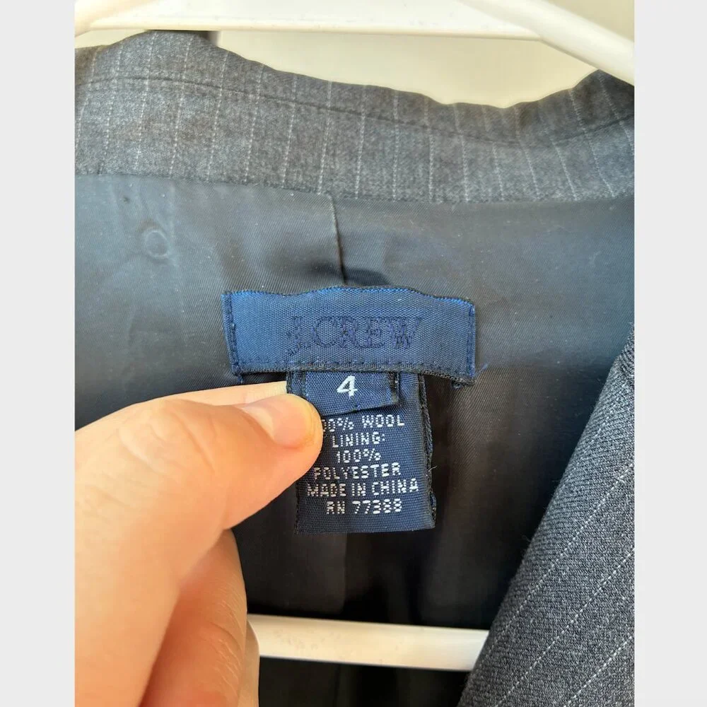 J. Crew Gray Pinstriped Blazer in Super 120's Wool - Size 4